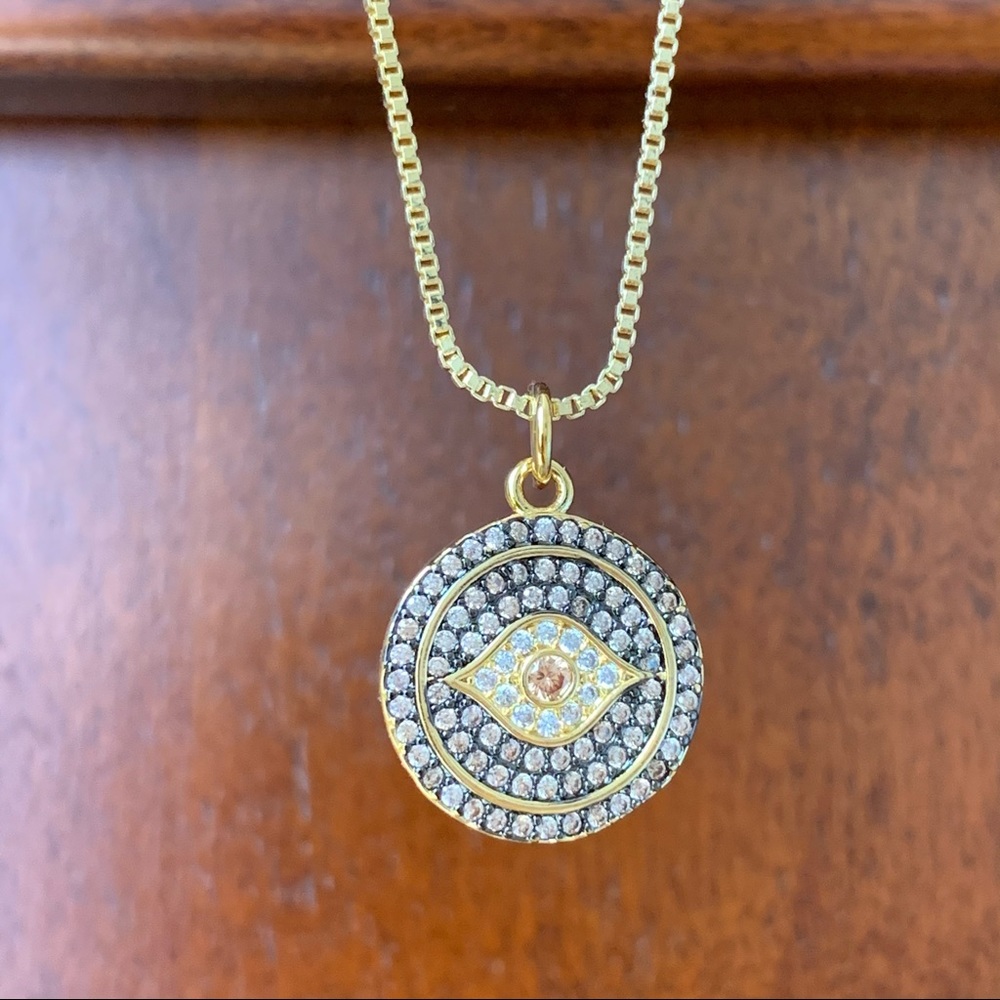 Bling evil eye crystal bohemian necklace